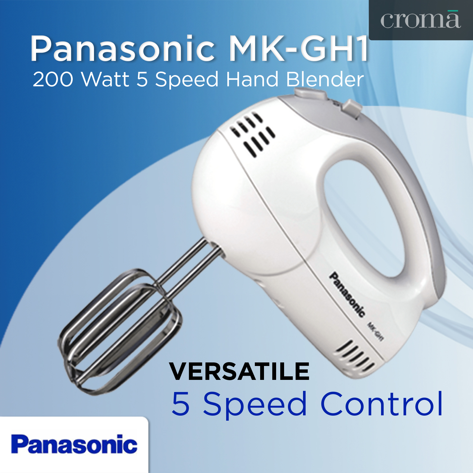 Panasonic MK GH1 200 Watt 5 Speed Hand Blender with 2 Attachments 2 Attachments 5 Speed Settings MK GH1 White